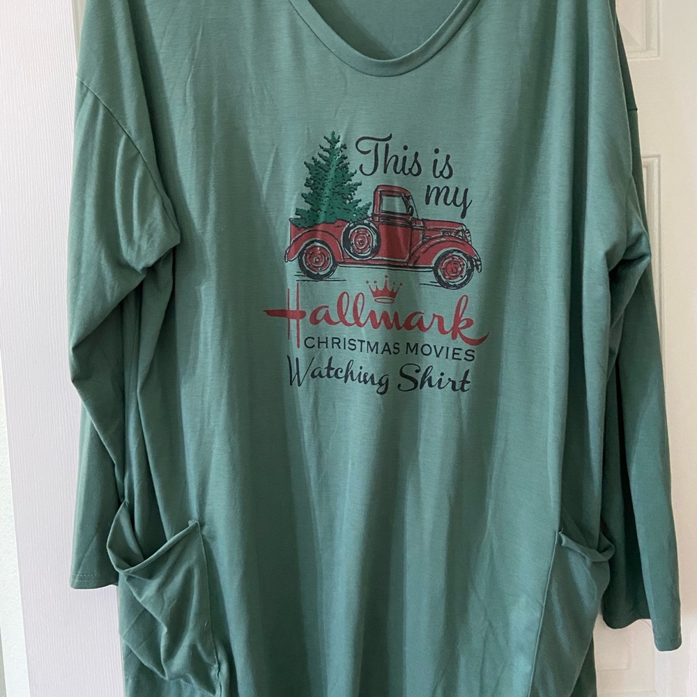 Oversized Hallmark movie watching shirt
